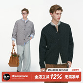 made 秋季 美式 Dream 老钱风亨利领开衫 毛衣男款 慵懒风麻花针织衫