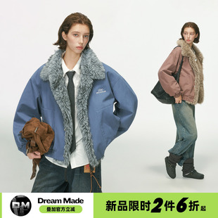 Dream made 美式毛领座山雕棉服男女款冬季加绒宽松工装棉衣外套