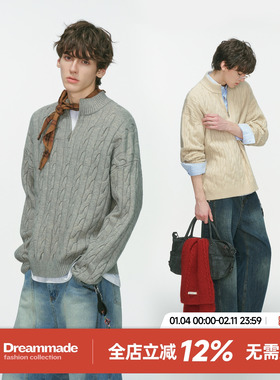 Dream made明星同款老钱风麻花毛衣男款秋冬季加厚针织衫男生上衣