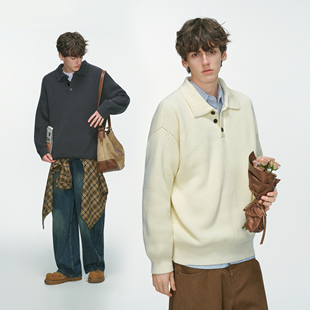 宽松慵懒针织衫 Dream 毛衣男秋季 老钱风复古翻领POLO衫 上衣 made