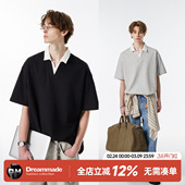 polo衫 假两件学院风V领短袖 男款 夏季 休闲男生T恤 Dream 美式 made