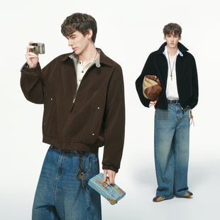 Dream made美式绒皮巴恩风休闲夹克男春秋季cleanfit短款男生外套