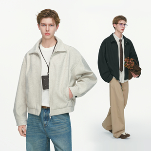 休闲boxy短款 复古cleanfit毛呢外套男秋季 解构夹克 made美式 Dream