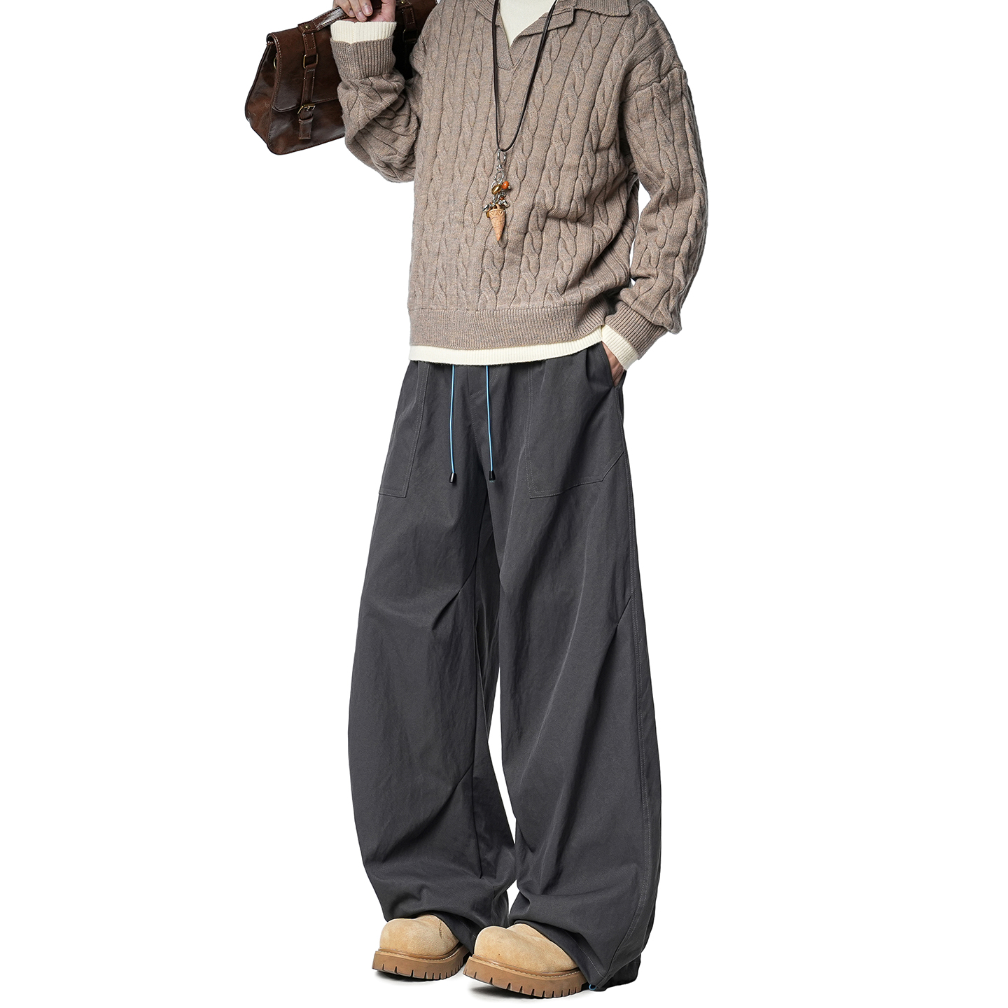 Dream made 美式复古工装裤男款秋冬季宽松直筒男生阔腿休闲裤子