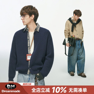 Dream made学院风假两件衬衫领开衫毛衣男秋季人夫感穿搭针织外套