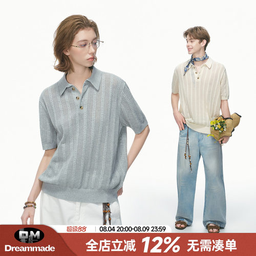 Dream made 老钱风针织短袖T恤男女款夏季半袖polo衫cleanfit上衣