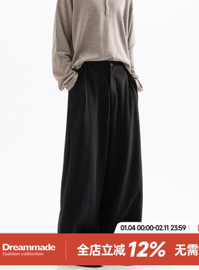 Dream made 美式垂坠感黑色西裤男春秋季松弛感直筒宽松休闲裤子