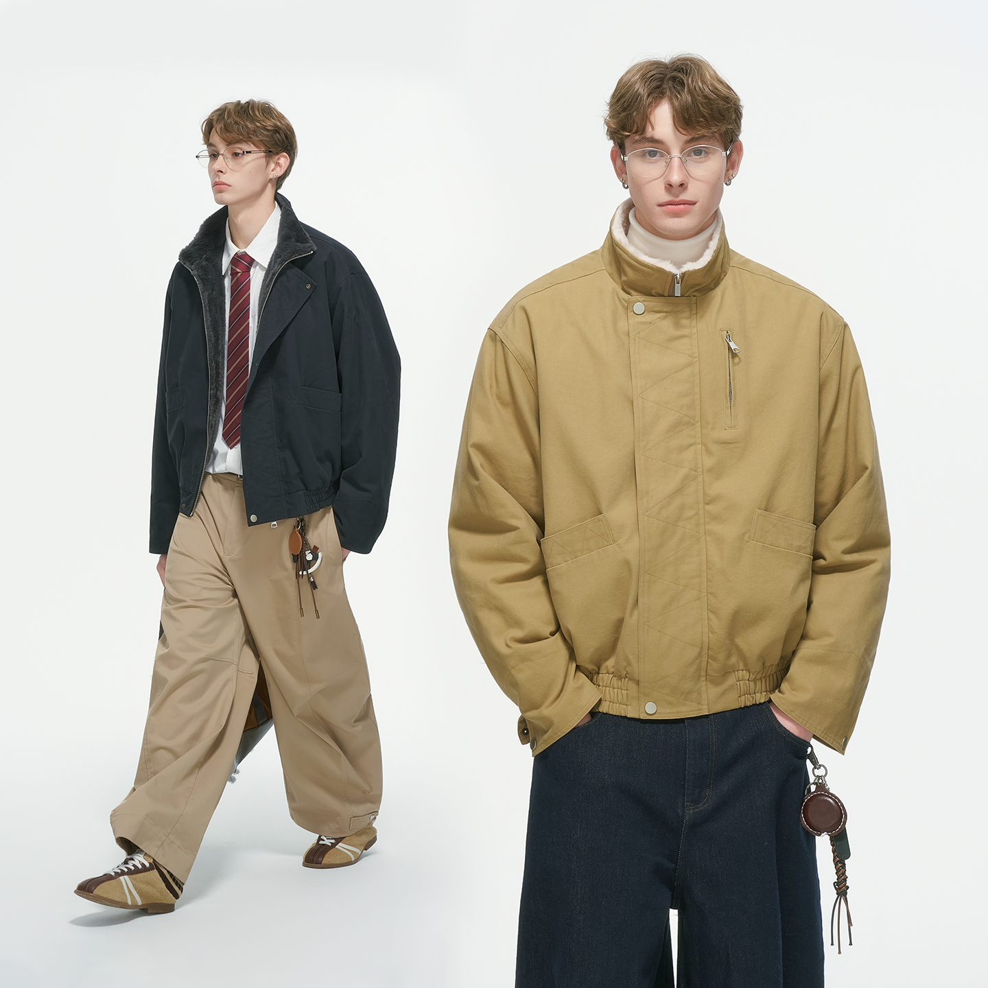 Dream made 美式巴恩风boxy短宽工装棉服外套男冬季加绒加厚棉衣