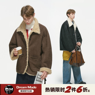 Dream made 皮毛一体保暖棉服男女冬季加厚羊羔毛棉衣麂皮绒外套