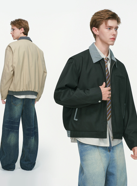 Dream made 美式撞色巴恩风工装外套男秋季2025新款boxy短款夹克