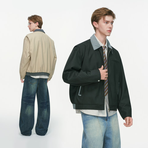 Dream made 美式撞色巴恩风工装外套男秋季2025新款boxy短款夹克