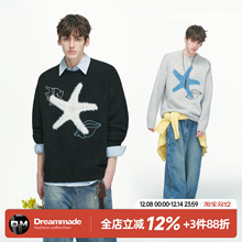 Dream made美式设计感海星刺绣毛衣男生秋冬季加厚内搭情侣针织衫