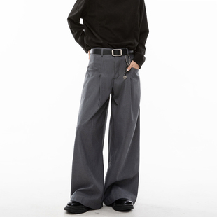 made 复古通勤休闲裤 高级感直筒垂感灰色西裤 美式 子 男秋季 Dream