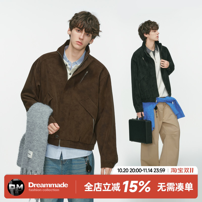 Dream made 美式机车工装短款PU皮衣外套男秋季立领防风飞行夹克