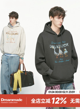 Dream made好运鸭印花重磅400G卫衣男2025新款秋冬季休闲连帽外套