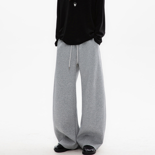 男款 冬季 加厚直筒宽松弯刀裤 Dream 休闲裤 灰色卫裤 子冬装 made美式