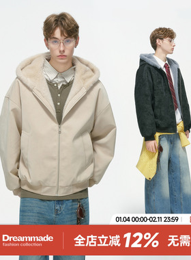 Dream made毛领座山雕外套男冬季加厚荔枝皮男生冬装棉服情侣棉袄