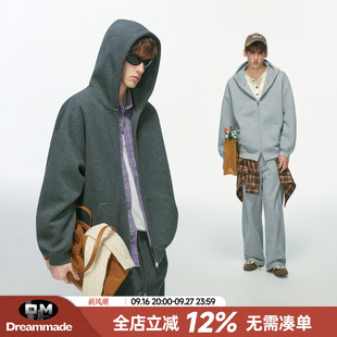 Dream made 美式复古开衫连帽卫衣卫裤套装男秋季男生裤子两件套