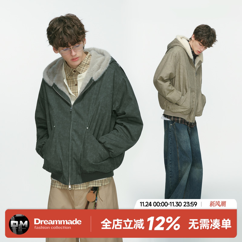 Dream made 美式cleanfit座山雕短款外套男冬季加绒加厚工装棉服
