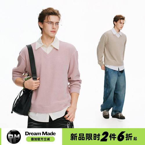 Dream made【9/28 0点新品限时2件6折】美式高智感假两件翻领卫衣