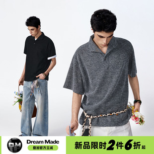 男夏季 Dream 短袖 老钱风新贵一片领正肩polo衫 肌理感男生T恤 made