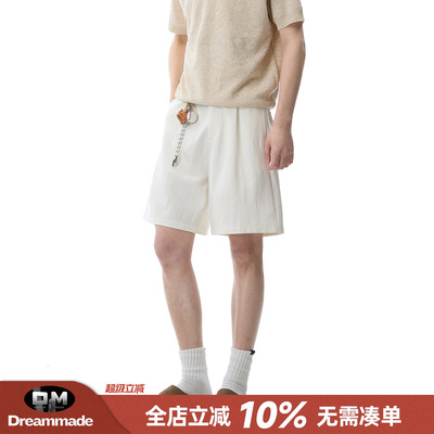 Dream made老钱风天丝亚麻短裤男款夏季薄款透气直筒男生五分裤子