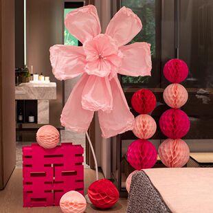 婚房布置喜字拉花纸鸢花路引摆件套装背景装饰婚礼卧室手揉皱纹纸