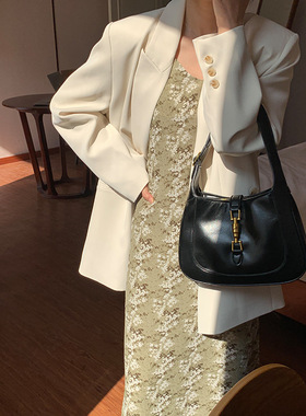 themind春季新款长袖设计感西服外套韩版休闲中长款小西装女60110