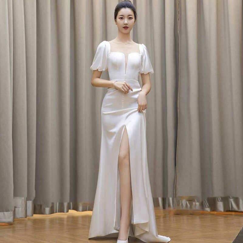 晚礼服白色修身森系超仙梦幻2022新款简约迎宾法式礼服气质轻婚纱
