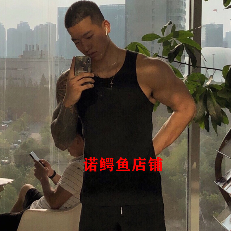 黑色圆领吸汗吊带背心耿浩伦同款
