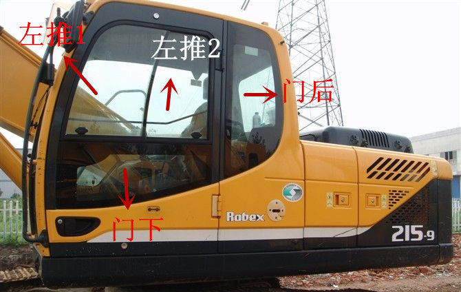 现代挖机前后门窗挡风玻璃 r215 225lc 235 335 275 305-9-9t