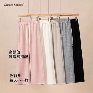 窄版直筒裤女秋冬新款薄款垂感拖地阔腿裤羚羊绒宽松百搭休闲裤子