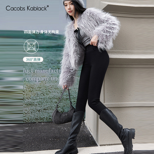 显瘦外穿高腰收腹小脚裤 小黑裤 山羊绒九分铅笔裤 加绒厚款 女秋冬季