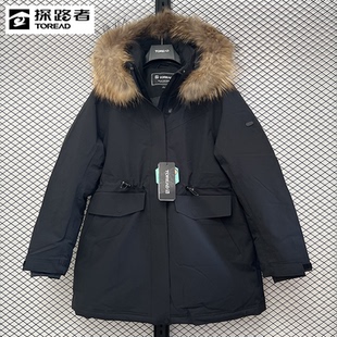 探路者派克羽绒服女士中长款2024秋冬新款鹅绒羽绒服TADDAM92512