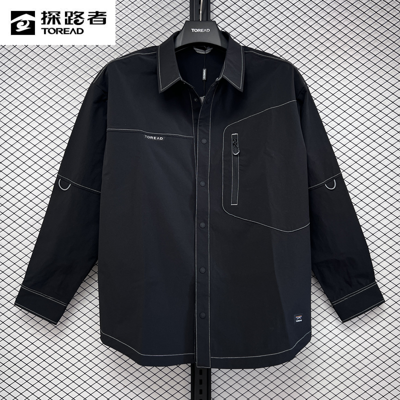 探路者2024春夏新款男式长袖衬衫TAKKAM81217