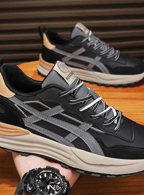 夏季Trbottomy阿甘鞋为男子2025新的真皮软底爸爸鞋为男子透气多