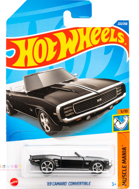 222号 '69 CAMARO CONVERTIBLE 雪佛兰 黑色 美泰风火轮 MUSCLE M