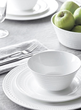 现货WEDGWOOD威基伍德intaglio白玉浮雕骨瓷欧式家用米饭碗麦片碗