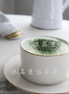 WEDGWOOD威基伍德GIO GOLD几何金色骨瓷白色茶杯咖啡杯碟礼盒装