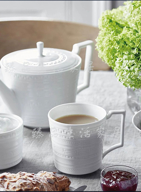 现货WEDGWOOD威基伍德意大利浮雕intaglio骨瓷茶杯咖啡杯碟礼盒装