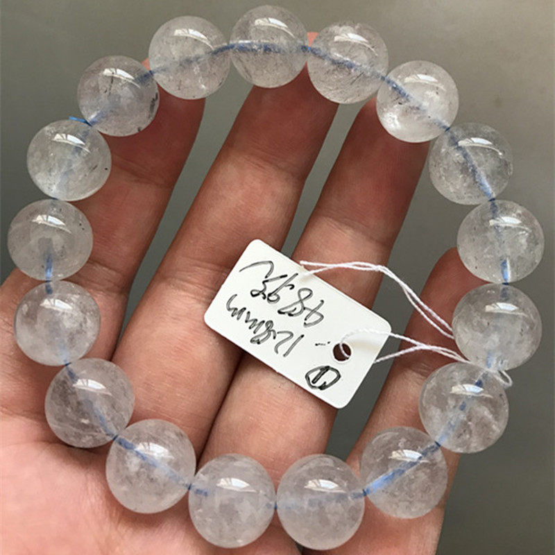 天然辉锑矿手链男女款灰锑发丝水晶银丝发晶单圈手串饰品一物一图