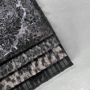 闪光黑色秋冬厚硬古风暗纹提花缎哥特风diy手工服装布料面料秋冬