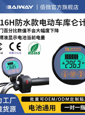TR16H防水库仑计电瓶电动车电摩三轮车电量显示器表电池容量检测