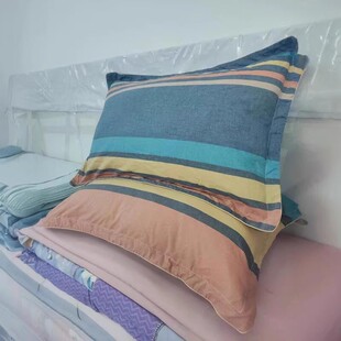 100%纯棉宽边枕套全棉枕头罩家用48x74cm成人超长拉链柔软枕芯套