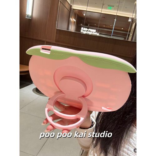 PooPookai甜美粉色水蜜桃支架iPad2025保护套第11代新款Air7/6/5适用苹果iPad10保护壳10.9平板Pro11寸