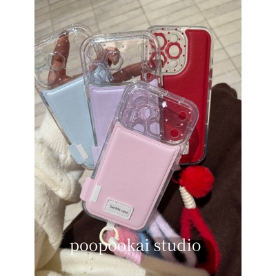 PooPookai小众ins花朵镜头纯色皮质适用于苹果16/17promax/iPhone15pro手机壳女款14全包防摔13保护套