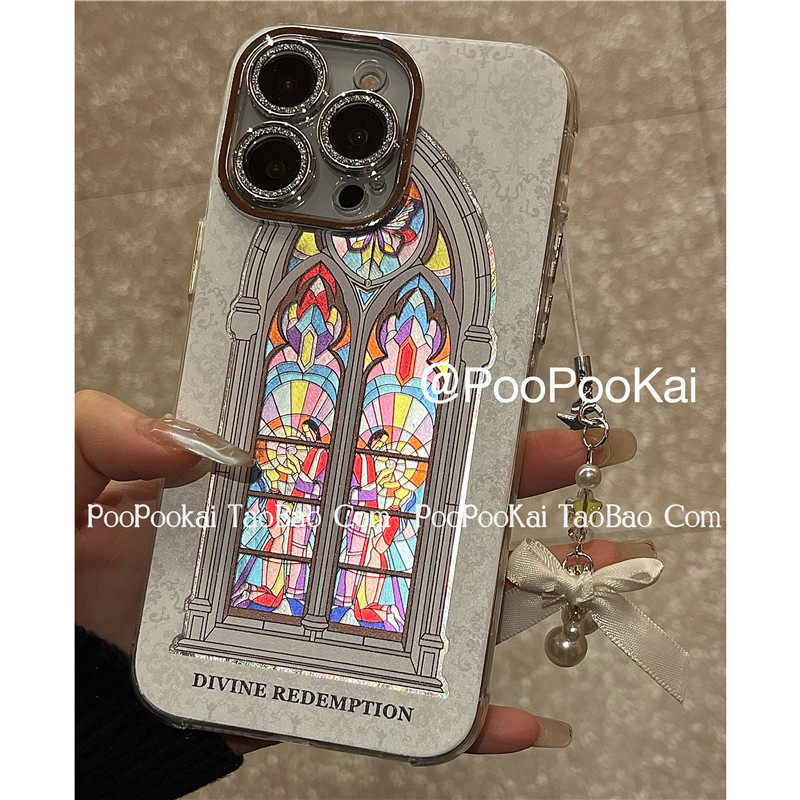 PooPooKai文艺高级感梵高珐琅彩色窗户适用苹果17/16iphone15手机壳14promax保护套13挂件12简