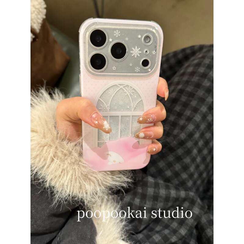 PooPookai可爱少女心窗户粉色小羊适用于苹果16/17promax/iPhone15pro手机壳女款14全包防摔13保护套