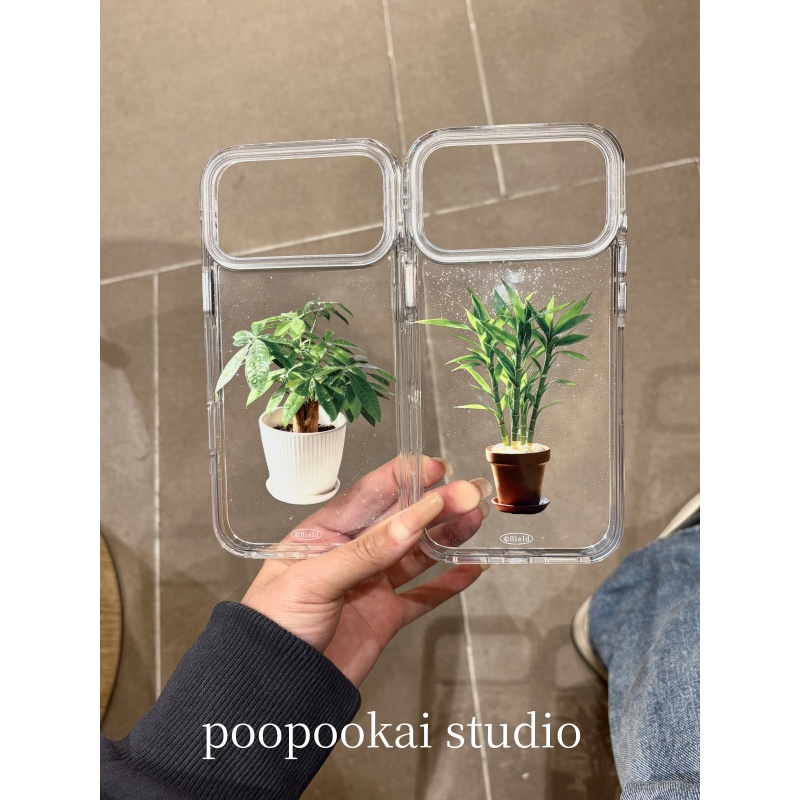PooPookai创意小清新盆栽竹子绿叶适用于苹果16/17promax/iPhone15pro手机壳女款14全包防摔13保护套