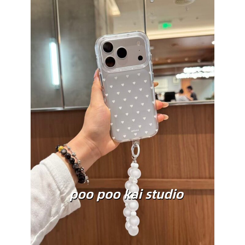 PooPookai小众简约白色爱心磨砂适用于苹果16/17promax/iPhone15pro手机壳女款14全包防摔13保护套